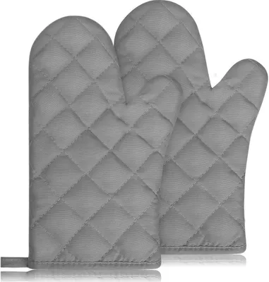 Produktbild von 1 Paar Ofenhandschuhe aus Silikon, 160-200 ℃, hitzebeständige Topflappen für Backofen, Grill und Küche, rutschfest, grau