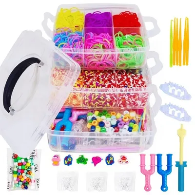 Produktbild von Mega Loom Band Set für Kinder – 4500 Gummibänder zum Basteln von Armbändern & Schmuck – Buntes DIY-Set mit Zubehör für kreative Stunden
