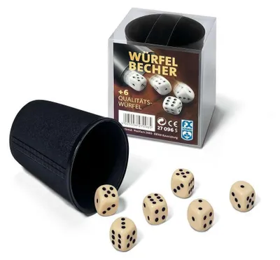 Immagine prodotto di Ravensburger FX Schmid tazza nera per dadi con 6 dadi 27096