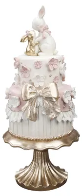 Imagen del producto de Clayre & Eef, figura decorativa para pasteles, diámetro 20 cm, altura 45 cm, color blanco y rosa, material: plástico