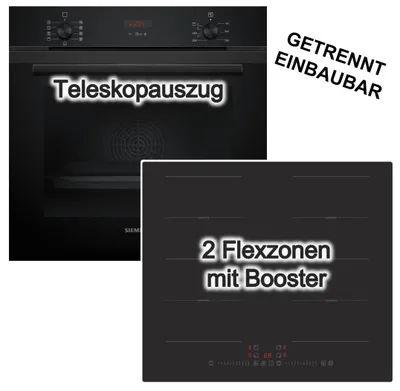 Produktbild von Herdset Siemens Backofen Hydrolyse + PKM Induktionskochfeld rahmenlos autark 60cm