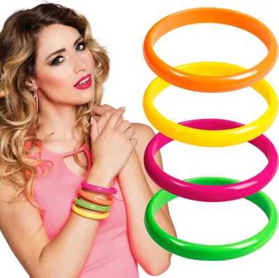 Immagine prodotto di set di bracciali anni '80 4 pezzi colorati - taglia unica