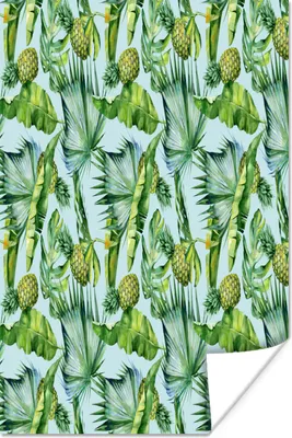 Produktbild von MuchoWow® Poster Vintage - Blätter - Ananas 120x180 cm - Kunstposter