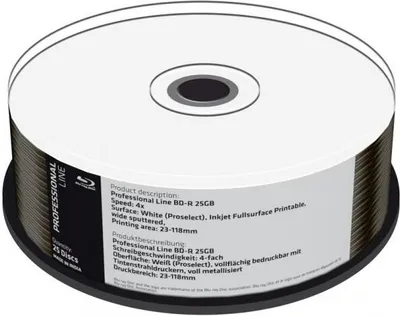 Produktbild von MediaRange BD-R 25GB 6x voll bedruckbar weiß 25pcs Cakebox