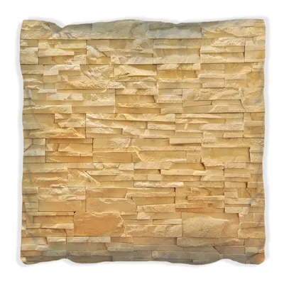 Produktbild von Wallario Premium Kissen, weiche Oberfläche, mit Motiv Steinwand gelb-orange, Größe: 40 x 40 cm, mit weißer Rückseite