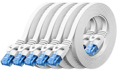 Produktbild von deleyCON 2m CAT6 Flaches Netzwerkkabel RJ45 1000 Mbit, 5 Stück - Weiß