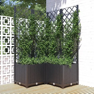 Produktbild von The Living Store Pflanzkübel mit Spalier Schwarz 80x80x136 cm PP