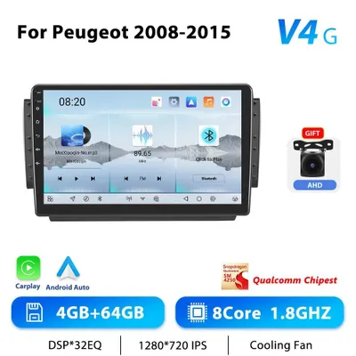 Produktbild von Peugeot 2008/208 2012-2018 - Android 13 2-DIN Autoradio - 25 cm 10 Zoll Touchscreen - 8-Kern Prozessor - 6 GB RAM 128 GB ROM - Lenkradsteuerung - 4-64G 8-Core