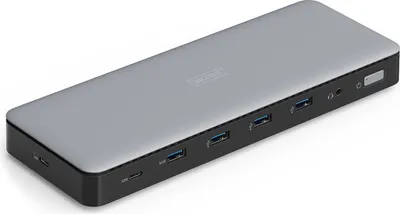 Produktbild von DIGITUS Docking USB-C->HDMI,DP,USBA,USBC,RJ45,DC,Audio silbe