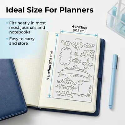Produktbild von Schablonen Buchstaben und Zahlen 24 Stück, für Bullet Journal, wiederverwendbar