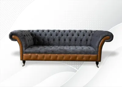 Image de Canapé Chesterfield, 3 places, couleur grise. Canapés Chesterfield, couleur grise