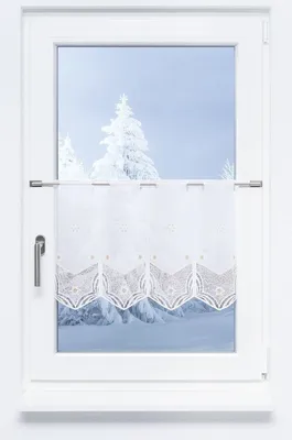 Produktbild von Scheibengardine Plauener Spitze - Schneeblumen  (Bx H) 240cm * 40cm gold/Gold-Weiß