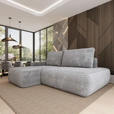 Produktbild von Masseno Ecksofa AVINI T L-S mit Schlaffunktion L-Form, Sofa mit Bettkasten, Wohnzimmersofa, Couch, Soffa, Bettsofa, Couchgarnitur- Hellgrau, TILIA 86