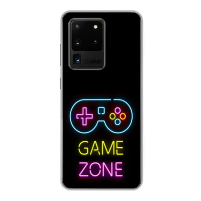 Produktbild von MuchoWow® Handyhülle Schutzhülle Hülle für Samsung Galaxy S20 Ultra Controller - Spiel - Neon - Schwarz - Zitate - Spielzone Silikon Softcase Handy Hülle - Karteninhaber