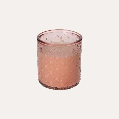 Image de KEYHOMESTORE | Bougie en verre recyclé rose, parfum Baies