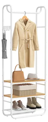 Image de VASAGLE, porte-manteau, portant à vêtements, avec étagère à chaussures, étagère à chaussures