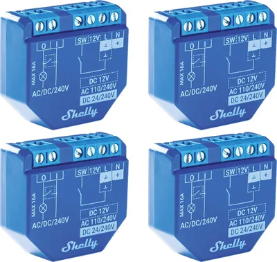 Produktbild von SHELLY WLAN-Schaltaktor Plus 1, 16 A, Bluetooth, 4 Stück