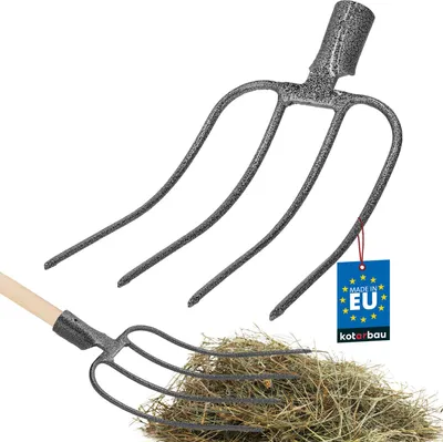 Produktbild von KOTARBAU® Forke 4 Zinken Heugabel Mistgabel Mistforke Gartengabel Gartenforke Dunggabel Spatengabel Gabel für Garten Drahtgabel für Garten und Landwirtschaft