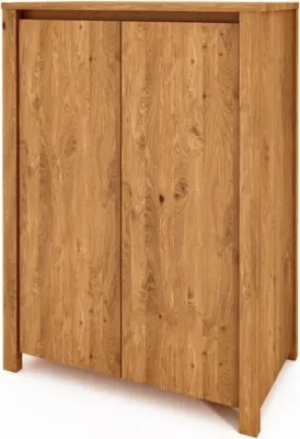Produktbild von Kommode Tinci aus Wildeiche massiv 80x45x112 mit 2 Türen und Holzbeinen