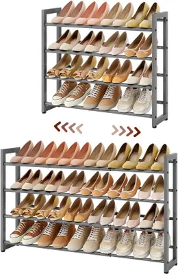 Zdjęcie produktu dla Ibenzoa® – półka na buty, regulowana wysokość i wysuwana konstrukcja, oszczędzająca miejsce, stabilna konstrukcja idealna do przedpokoju, sypialni i garderoby