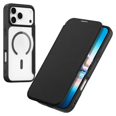 Produktbild von iPhone 17 Pro Hülle - Dux Ducis Skin X Pro Series Klapphülle - MagSafe Compatible - Schwarz