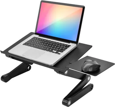Produktbild von Famanu Laptop-Tisch höhenverstellbar - Tragbare Notebookständer mit klappbaren Beinen, Schwarz