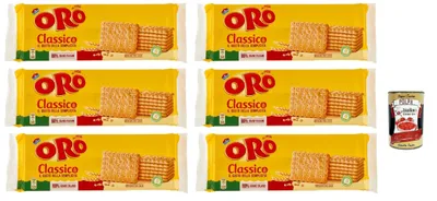 Produktbild von Oro Saiwa Biscotti Classici, Italienische klassische Kekse zum Frühstück, 100% italienischer Weizen, 6x 500 g + italian Gourmet polpa 400g