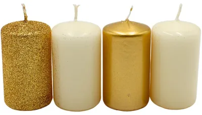 Productafbeelding van Dekohelden24: Stumpen, adventskaarsen, kaarsen voor de adventskrans, in goud en ivoor