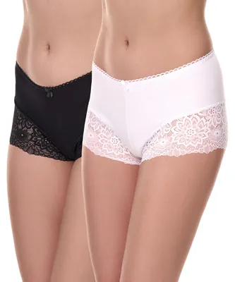 Image de Merry Style, lot de 2 boxers pour femmes, modèle MS-GAB-107-Boxer-2P (noir/blanc, taille S)