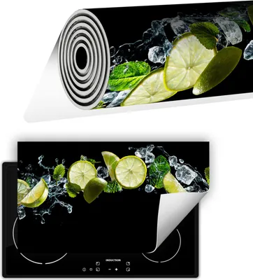 Obrázek produktu pro Kryt na varnou desku, kryt sklokeramické desky, rozměry 90 x 52 cm, protiskluzová podložka, srolovatelná, černá a zelená
