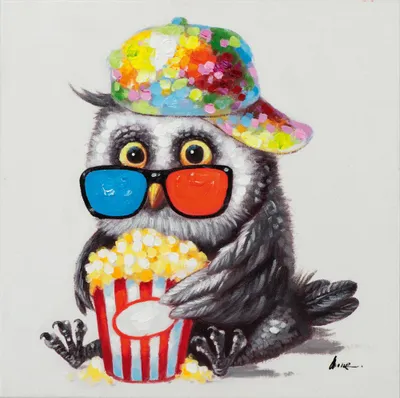 Produktbild von ArtUniverse Leinwandbild Vögelchen Mit Porncorn 40 x 40 cm