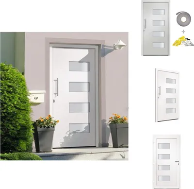 Produktbild von vidaXL Haustür Aluminium und PVC Weiß 110x210 cm -  Haustüren