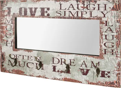 Produktbild von HAKU Wandgarderobe Wandspiegel Motiv, vintage - MDF, Metall, Spiegel, B/H/T: 80x52x10 cm