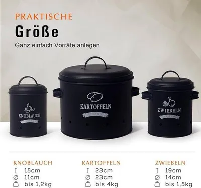 Image de Bacs pour pommes de terre, oignons et ail - Longs - Lot de trois
