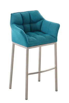 Obrázek produktu pro In And OutdoorMatch Barová židle Ethelyn - Modrá - S opěradlem a područkou - Ergonomická - Sada 1 kusu - Deluxe