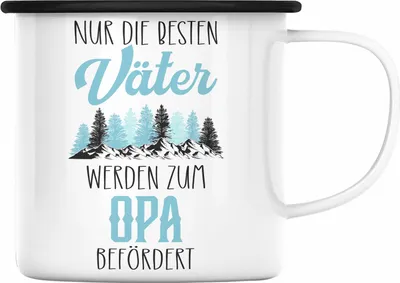 Produktbild von Trendation - Du Wirst Opa 2023 Emaille Tasse Geschenk Schwangerschaft Verkünden Überraschung Geschenkidee Schwangerschaftsverkündung (Schwarz)
