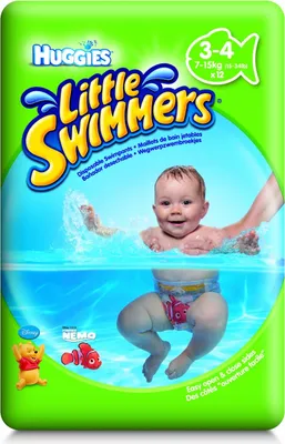 Produktbild von Einweg-Schwimmwindeln 'Huggie's Little Swimmers' Größe 3/4, 12er Pack, für 7 -15 kg