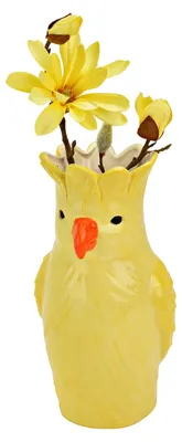 Produktbild von Blumenvase Papagei - gelb - Keramik - 13 x 25 x 13 cm - Vase