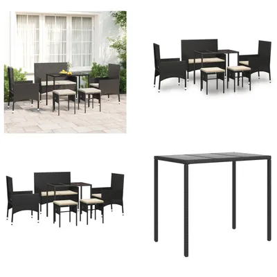 Image de vidaXL 6 pcs. Garden Lounge Set with Coussins Black Poly Rattan - Garden Lounge Set - Garden Lounge Sets - Outdoor Lounge Set - Lounge Set Terrasse