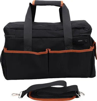 Immagine prodotto di Borsa porta attrezzi, 17 pollici, borsa robusta, organizer, tessuto Oxford resistente all'usura, 20 tasche, tracolla regolabile per elettroutensili