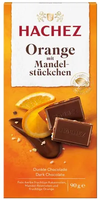 Produktbild von Hachez Orange mit Mandelstückchen 90g