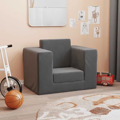 Immagine prodotto di Divano Letto per Bambini Antracite in Morbido Peluche