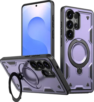 Produktbild von Dual Layer Hülle für Samsung Galaxy S26 Ultra mit Ring Ständer Magnetisch Stoßfest Handyhülle Lila