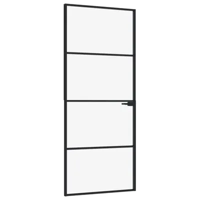 Immagine prodotto di vidaXL Porta interna nera 83x201,5 cm vetro temperato e alluminio slim