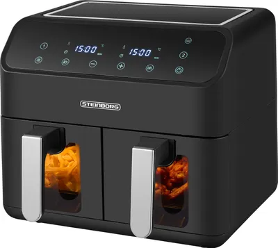 Image de Steinborg Friteuse à air chaud 2 compartiments 8 litres Friteuse à air chaud Griller Cuire Déshydrater Déshydrateur Friture