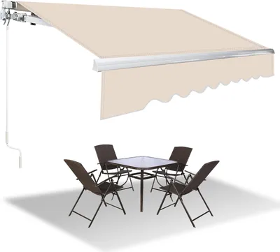 Produktbild von Clanmacy Gelenkarmmarkise 250x200cm Beige Sonnenmarkise Terrassenmarkise für Wandmontage, Balkonmarkise mit Handkurbel Sonnenschutz UV-Schutz