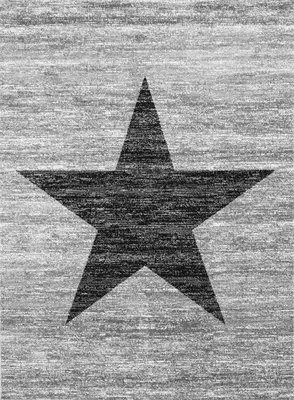 A black star is centered on a textured gray background.