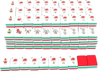 Imagen del producto de Juego de mahjong navideño de acrílico, con 160 fichas y diseños festivos