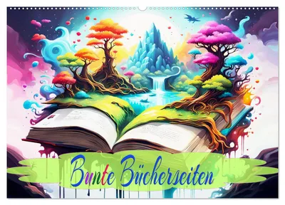 Produktbild von Bunte Bücherseiten (Wandkalender 2027 DIN A2 quer), CALVENDO Monatskalender