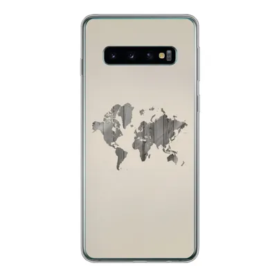 Produktbild von MuchoWow® Handyhülle Schutzhülle Hülle für Samsung Galaxy S10 Weltkarte - Holz - Regal Silikon Softcase Handy Hülle - Handytasche